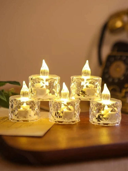 Flameless and Smokeless Decorative Crystal Candles (4 Pieces)-Diwali