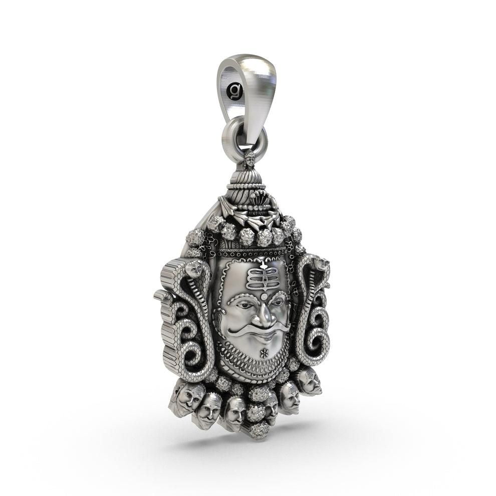 Silver Mahakal Pendant WIth Chain