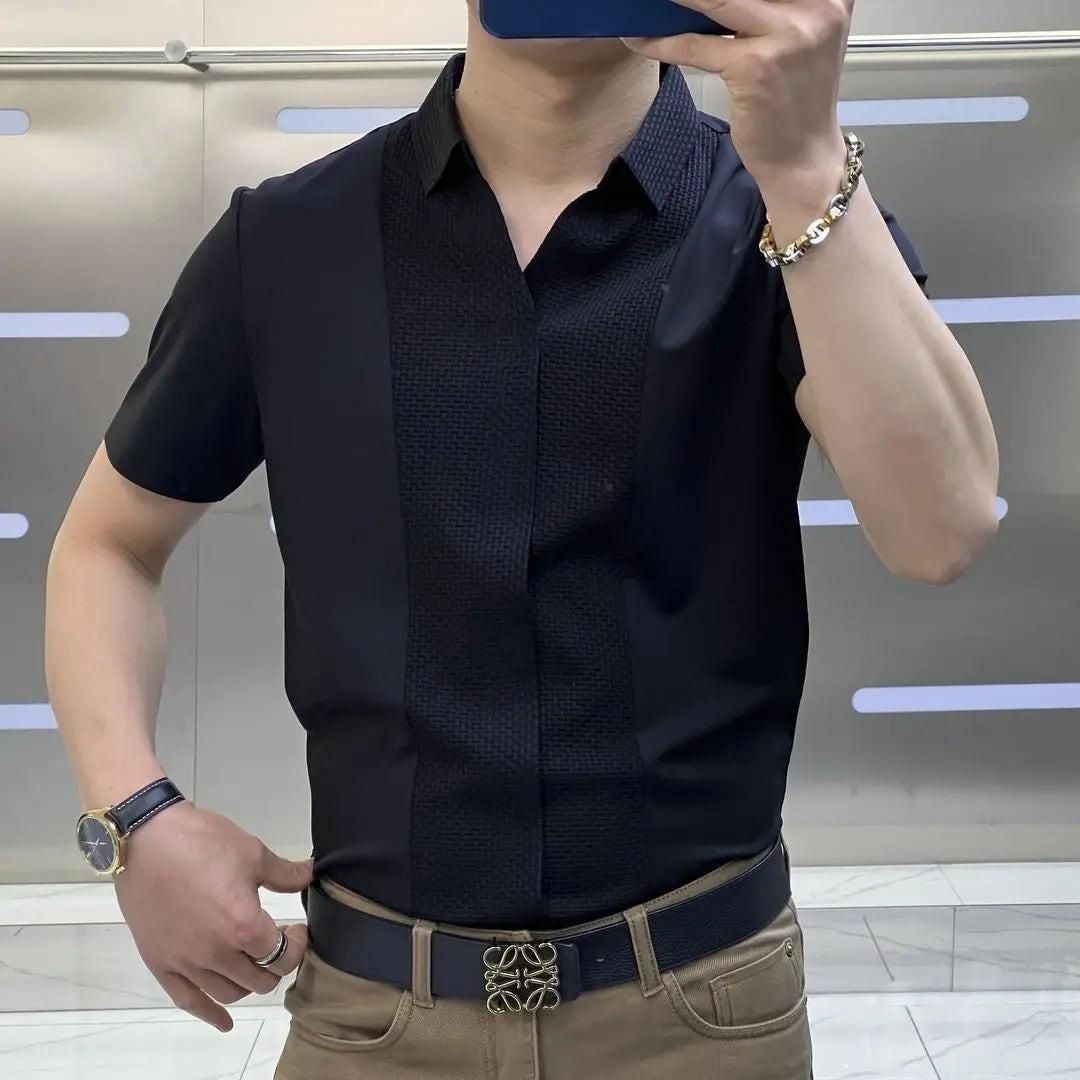 Mens Patchwork Short Sleeve Polo Shirts