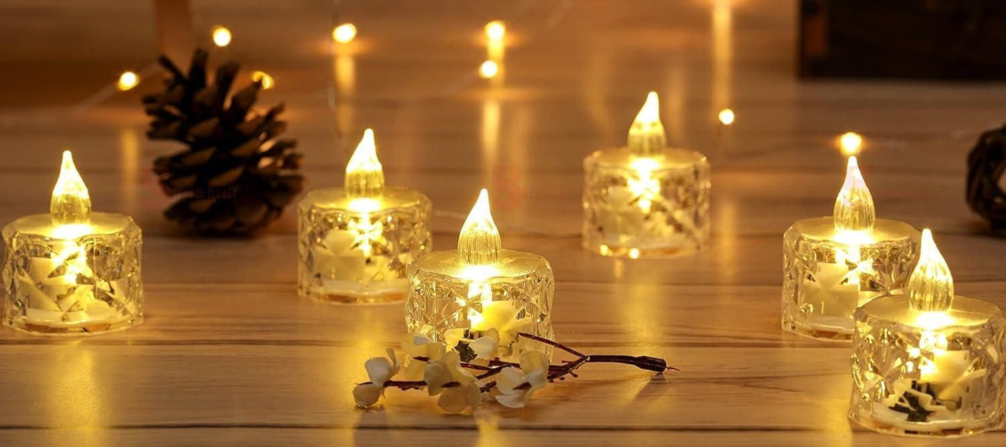 Flameless and Smokeless Decorative Crystal Candles (4 Pieces)-Diwali