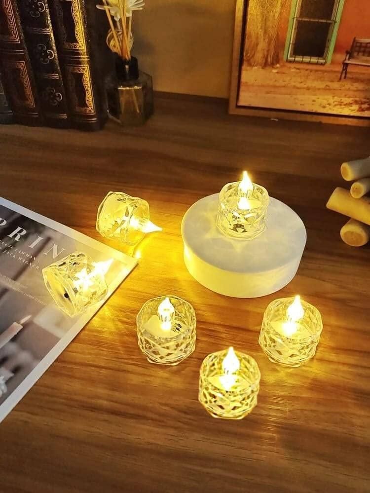 Flameless and Smokeless Decorative Crystal Candles (4 Pieces)-Diwali